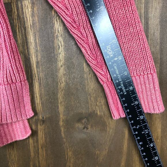 Sonoma Womens Sweater Blush Pink V Neck Cable Knit Fisherman Long Sleeve Large - Picture 9 of 12